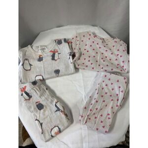 Carter's Old Navy Kids‎ 2T Pajamas 2 pairs  Penguin Heart Print Sleepwearr